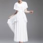 Layered White Maxi Dress with Pleated Waist & Flutter Sleeves RM161