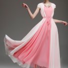 Pink Maxi Dress with White Asymmetric Overlay RM162