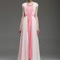 Pink Maxi Dress with White Asymmetric Overlay RM162