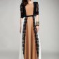 Brown Maxi Dress with Black Lace Details & White Skirt RM164
