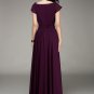 Purple Maxi Dress with Draped Neckline and Ruched Waist Yoke RM176