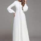 White Maxi Dress with Lace Details and Lantern Sleeves RM190
