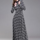 Black and White Lace Maxi Dress with Shirt Collar RM193