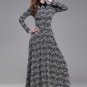 Black and White Lace Maxi Dress with Shirt Collar RM193