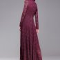 Maroon Lace Maxi Dress with Shirt Collar RM193