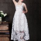 White Lace Maxi Dress with Floral Embroidery RD96