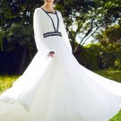 Long Sleeve White Maxi Dress with Black Lace Details RM196