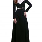 Black Maxi Dress with White Floral Lace Details on Front Bodice RM198