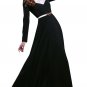Black Maxi Dress with White Floral Lace Details on Front Bodice RM198
