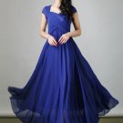 Royal Blue Maxi Dress with Cross-over Pleated Bodice and Modified Sweetheart Neck RM213