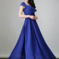 Royal Blue Maxi Dress with Cross-over Pleated Bodice and Modified Sweetheart Neck RM213