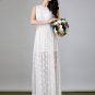 Sleeveless White Floral Lace Maxi Dress with Short Slip with Spaghetti Straps RM215