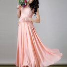 Rosy Pink Lace Chiffon Peplum Maxi Dress with Waist Yoke RM216
