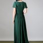 Dark Green Maxi Dress with Layered Front Bodice and Flutter Sleeves RM217