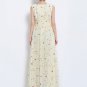 Floral Embroidered Lace Maxi Dress with Draw String Waist Yoke RM222