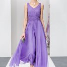 Medium Orchid Maxi Dress with V Neck V Back and Ruched Waist Yoke RM227