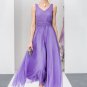 Medium Orchid Maxi Dress with V Neck V Back and Ruched Waist Yoke RM227