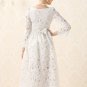 White Lace Mixi Dress with Layered Hi Lo Hem and Bow Embellishment RM229