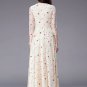 Floral Embroidered Beige Maxi Dress with 3 Quarter Sleeves RM234