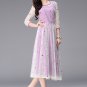 Floral Embroidered Orchid Tea Dress with 3 Quarter Sleeves RM234