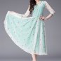 Floral Embroidered Turquoise Tea Dress with 3 Quarter Sleeves RM234