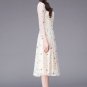 Floral Embroidered Beige Tea Dress with 3 Quarter Sleeves RM234