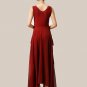 Asymmetric Burgundy Maxi Dress with Layered Skirt RM238