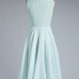 Floral Printed Pale Turquoise Midi Dress with V Neck RM269