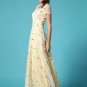 Floral Embroidered Ivory Lace Maxi Dress with Yellow Lining RM274
