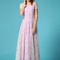 Floral Embroidered Ivory Lace Maxi Dress with Orchid Lining RM274