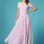 Floral Embroidered Ivory Lace Maxi Dress with Orchid Lining RM274