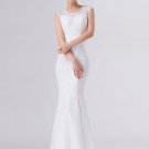 White Lace Mermaid Maxi Dress with Open Back RM279