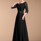 Sequined Black Lace Chiffon Maxi Dress with Half Sleeves RM280