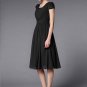 Black Midi Dress with Lace Details and Faux Surplice Bodice RM285