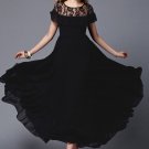 Black Maxi Dress with Lace and Flounce Details RM290