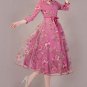 Pale Violet Red Organza Tea Dres with Floral Print and Shirt Top RM300