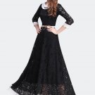 Black Lace Maxi Dress with White Peter Pan Collar RM311
