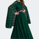 Dark Green Lace Maxi Dress with Cloak RM312