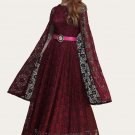 Maroon Lace Maxi Dress with Cloak RM312