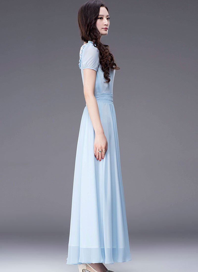 air of romance light blue maxi dress