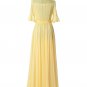Yellow Maxi Dress with Lace Details and Lantern Sleeves RM318
