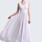 White Maxi Dress with V Neck and Wide Ruched Waist Yoke RM319