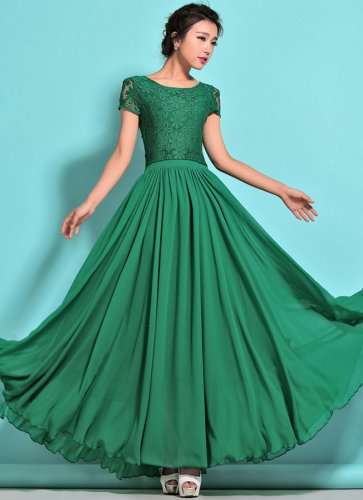 green chiffon maxi dress