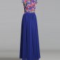 Sapphire Lace Chiffon Maxi Dress with Colorful Floral Print and Cap Sleeves RM320