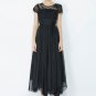 Black Lace Chiffon Maxi Dress with 3D Appliqué and Eyelash Details RM326