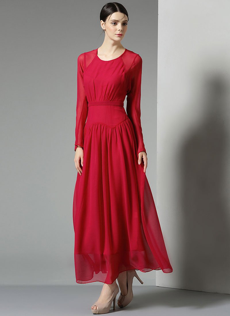 long sleeve red dress