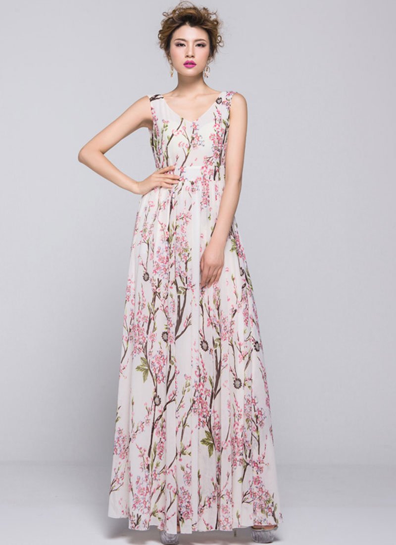 cherry blossom skies maxi dress