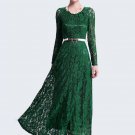 Emerald Green Lace Maxi Dress with Long Sleeves RM340