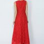 Red Lace Peplum Maxi Dress with Bow Belt and Eyelash Details RM345