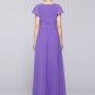 Purple Maxi Dress with Pleated Waist Yoke and Flutter Sleeves RM351